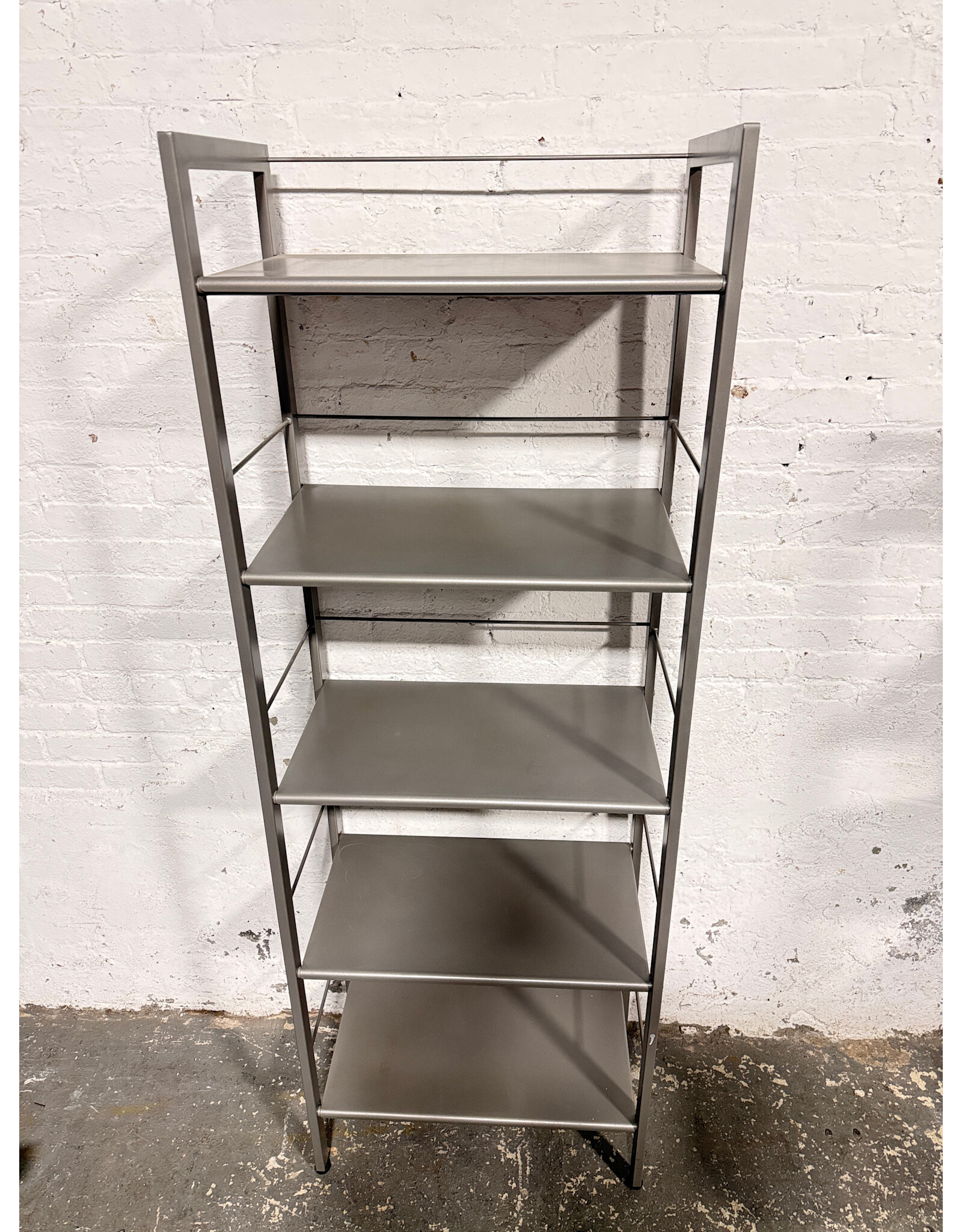 5-Shelf Grey Metal Bookshelf