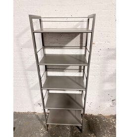 5-Shelf Grey Metal Bookshelf