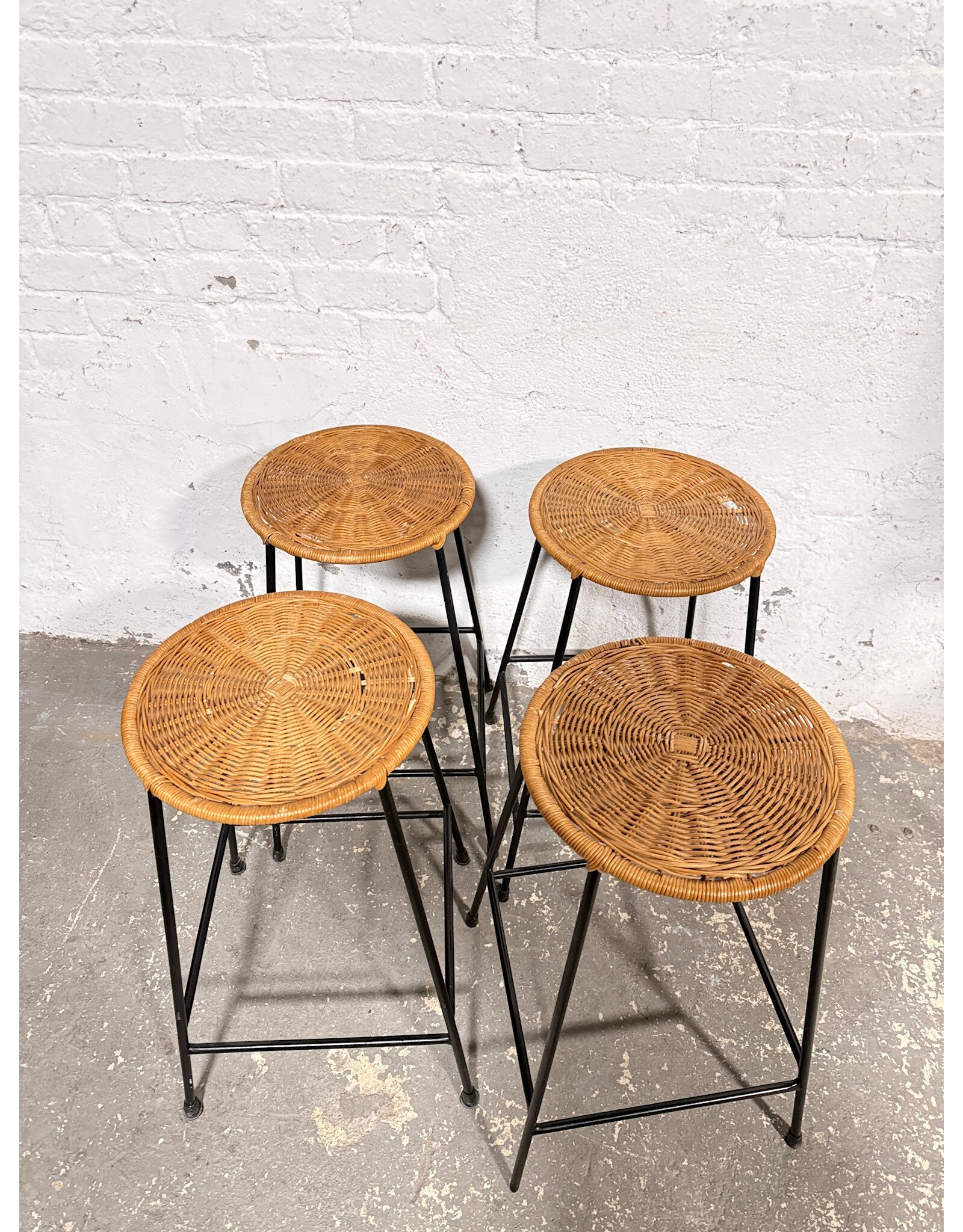 Modern Woven Wicker Counter Height Stool