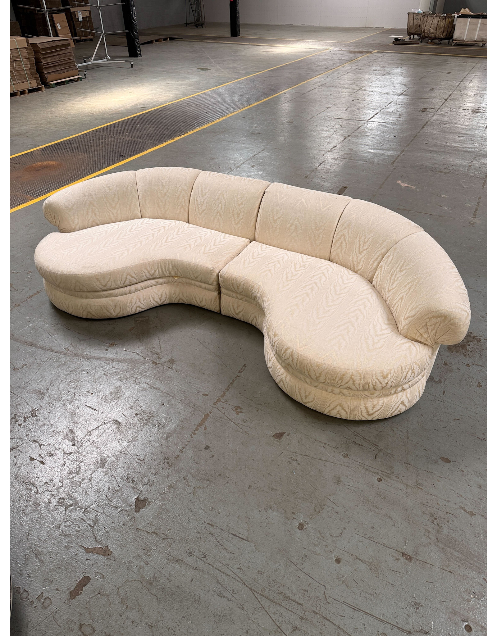 1980s Post-Modern Kagan Style 2 Piece Curved Sectional Sofa