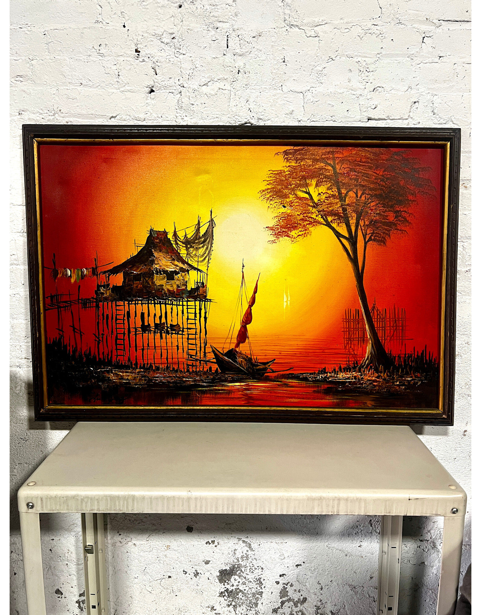 House on a Lake, framed painting