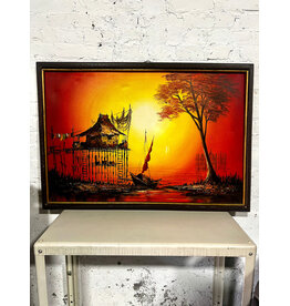 House on a Lake, framed painting