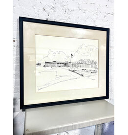 Framed Drawing of a Building, sgnd Ainsley Brewin