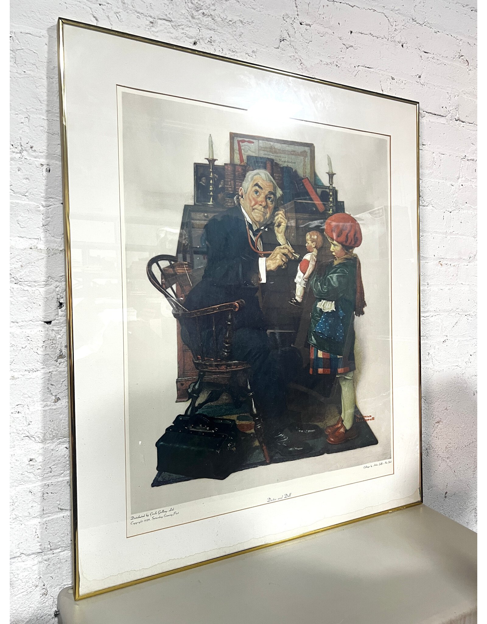 The Doctor and the Doll by Norman Rockwell, framed lithograph