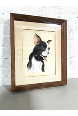 Boston Terrier, framed painting, sgnd FB