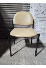 Vintage Beige Vinyl Upholstered Side Chair