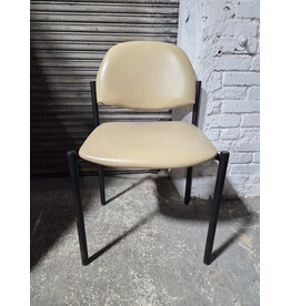 Vintage Beige Vinyl Upholstered Side Chair