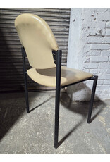 Vintage Beige Vinyl Upholstered Side Chair