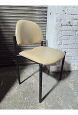 Vintage Beige Vinyl Upholstered Side Chair