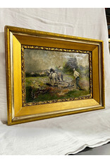 Working The Land, framed oil on canvas