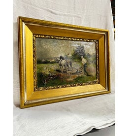 Working The Land, framed oil on canvas
