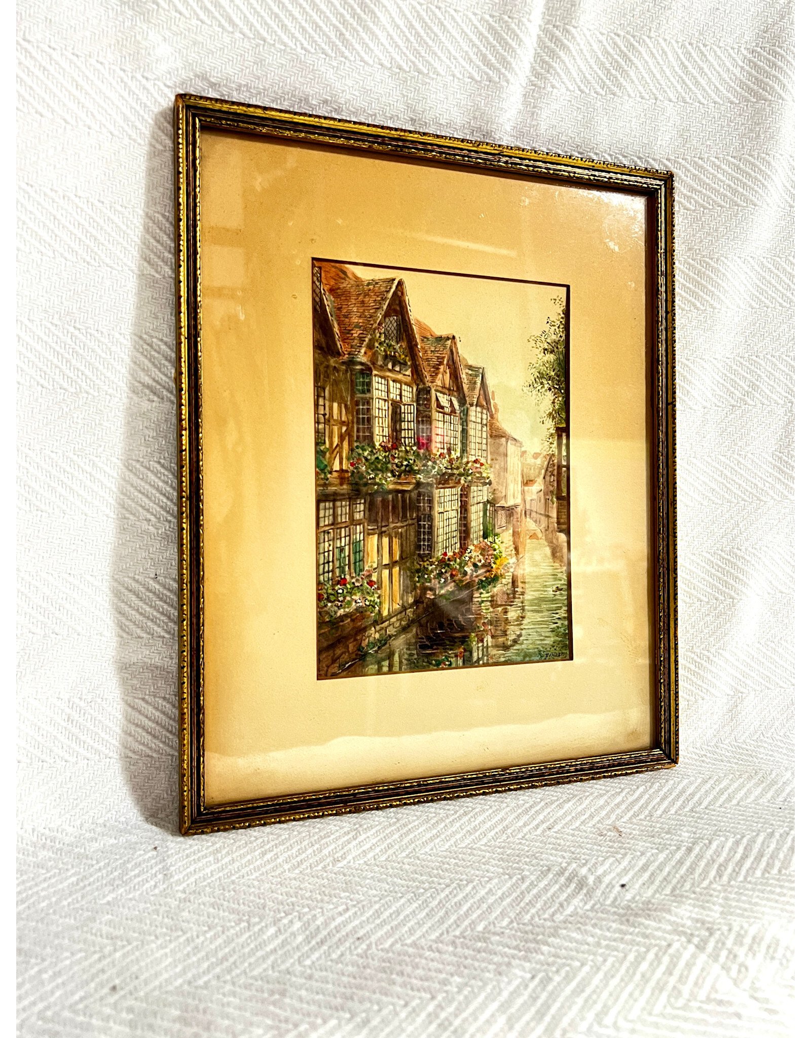 The Weavers and River Stour by S. J. Nash framed print