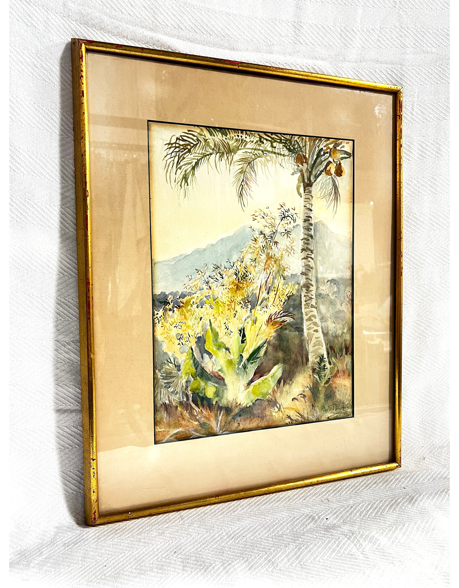 Tropical Forest, framed watercolor painting