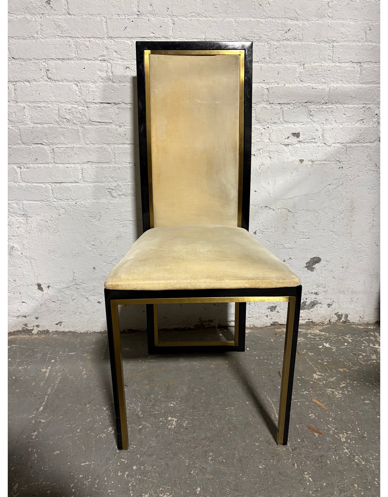 Hollywood Regency Velvet and Gold Chrome Dining Chair