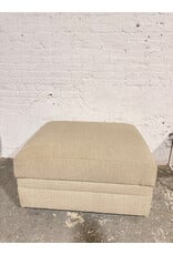 Beige Upholstered Lift-top Storage Ottoman