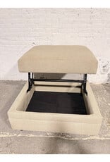 Beige Upholstered Lift-top Storage Ottoman