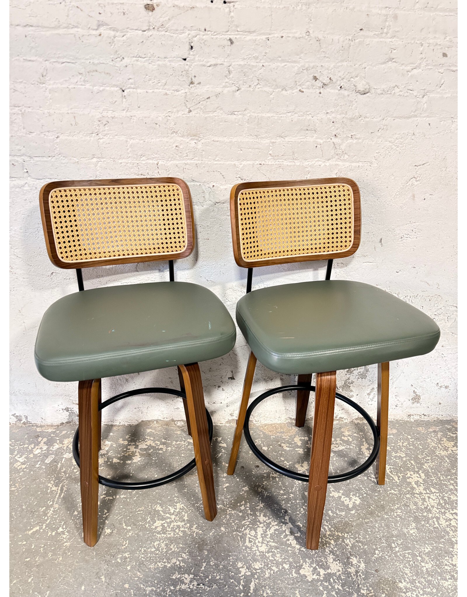 Counter Height Swivel Stools with Cane Accent