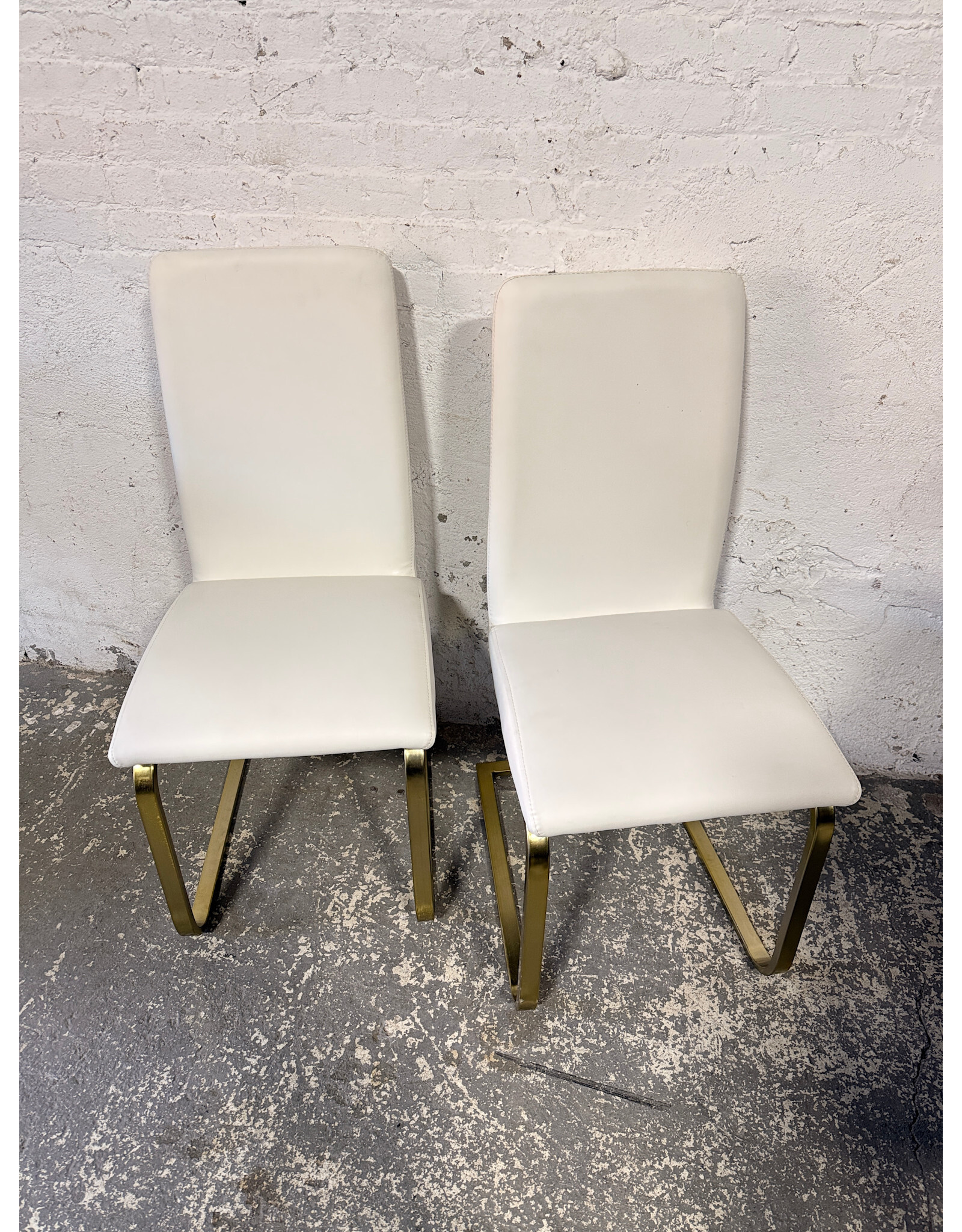 Montclair White & Gold Cantilever Side Chair