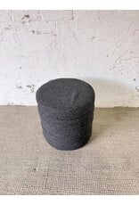 Charcoal Grey Ribbed Ottoman/Stool