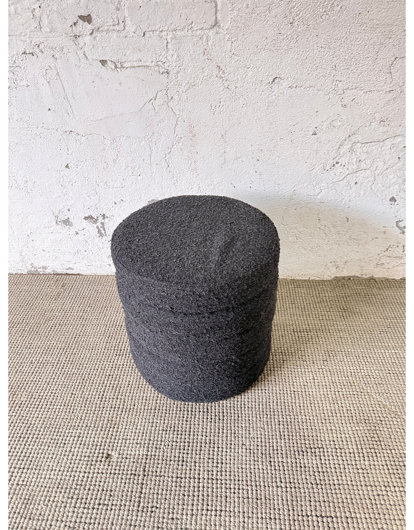 Charcoal Grey Ribbed Ottoman/Stool