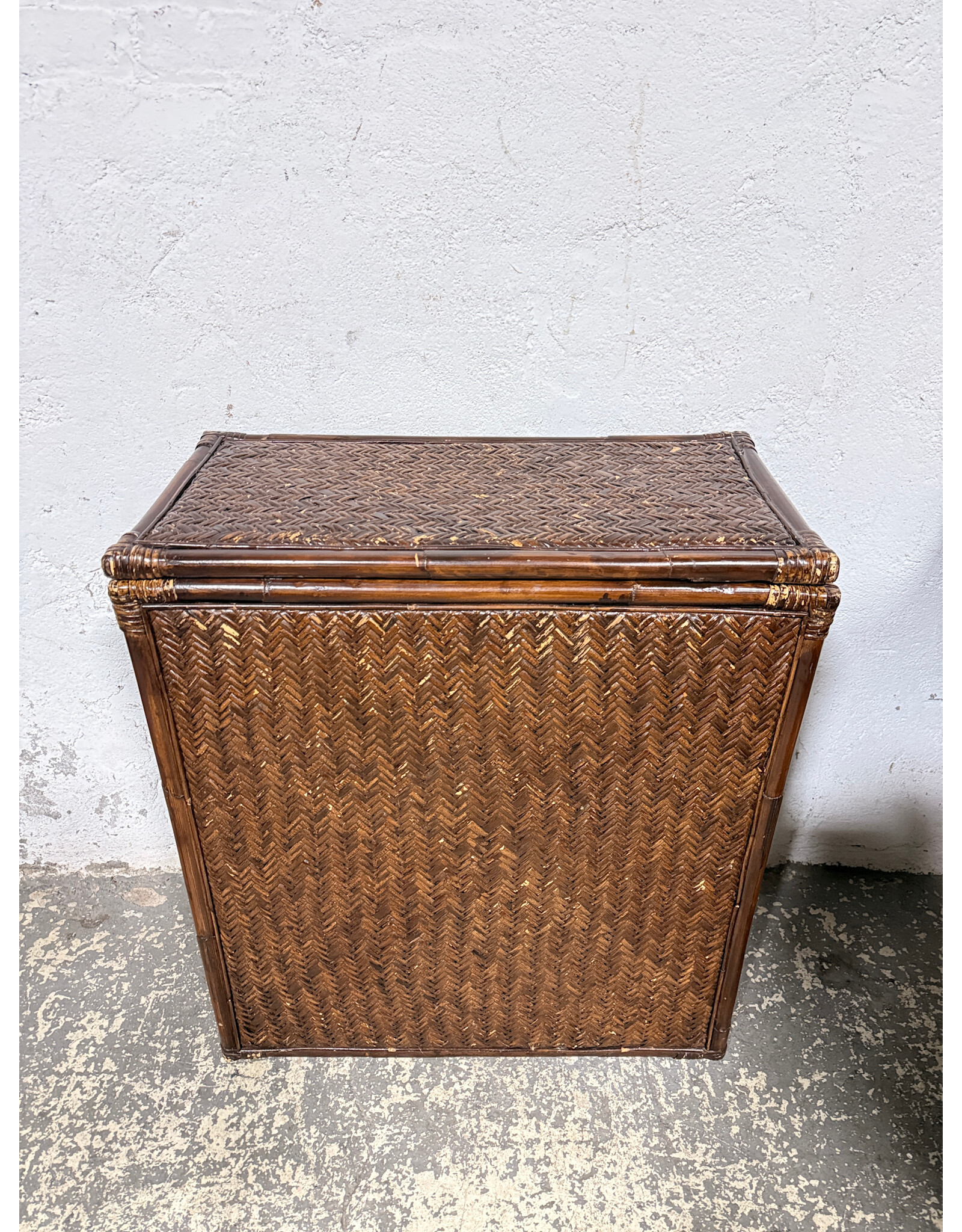 Vintage Woven Rattan Hamper