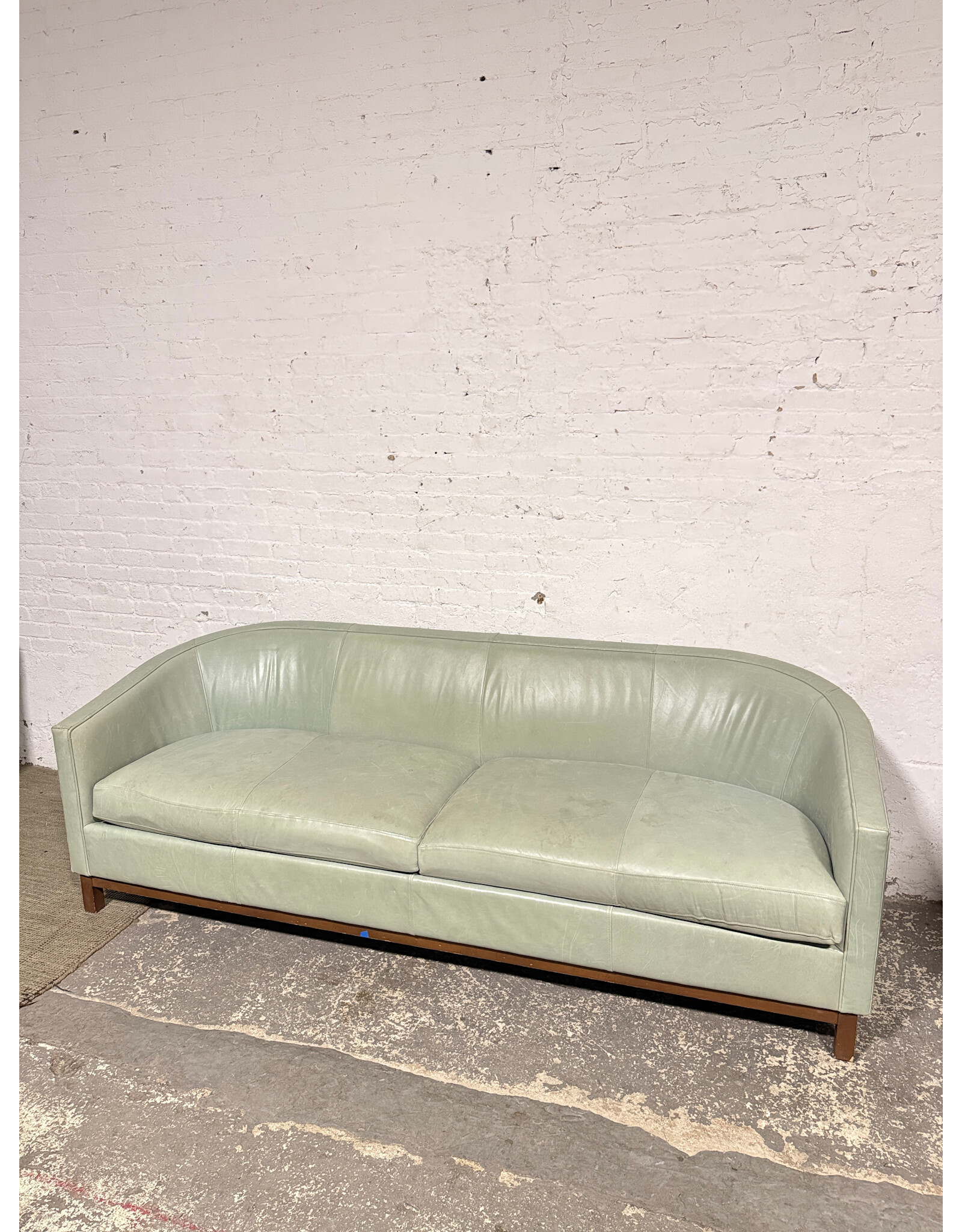 Seafoam Curved Leather Sofa