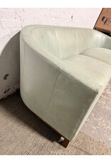 Seafoam Curved Leather Sofa
