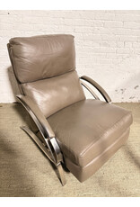 Grey Leather Recliner with Spiral Legs