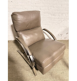 Grey Leather Recliner with Spiral Legs