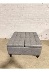 Modern Faux Leather Lift Top Storage Coffee Table Ottoman