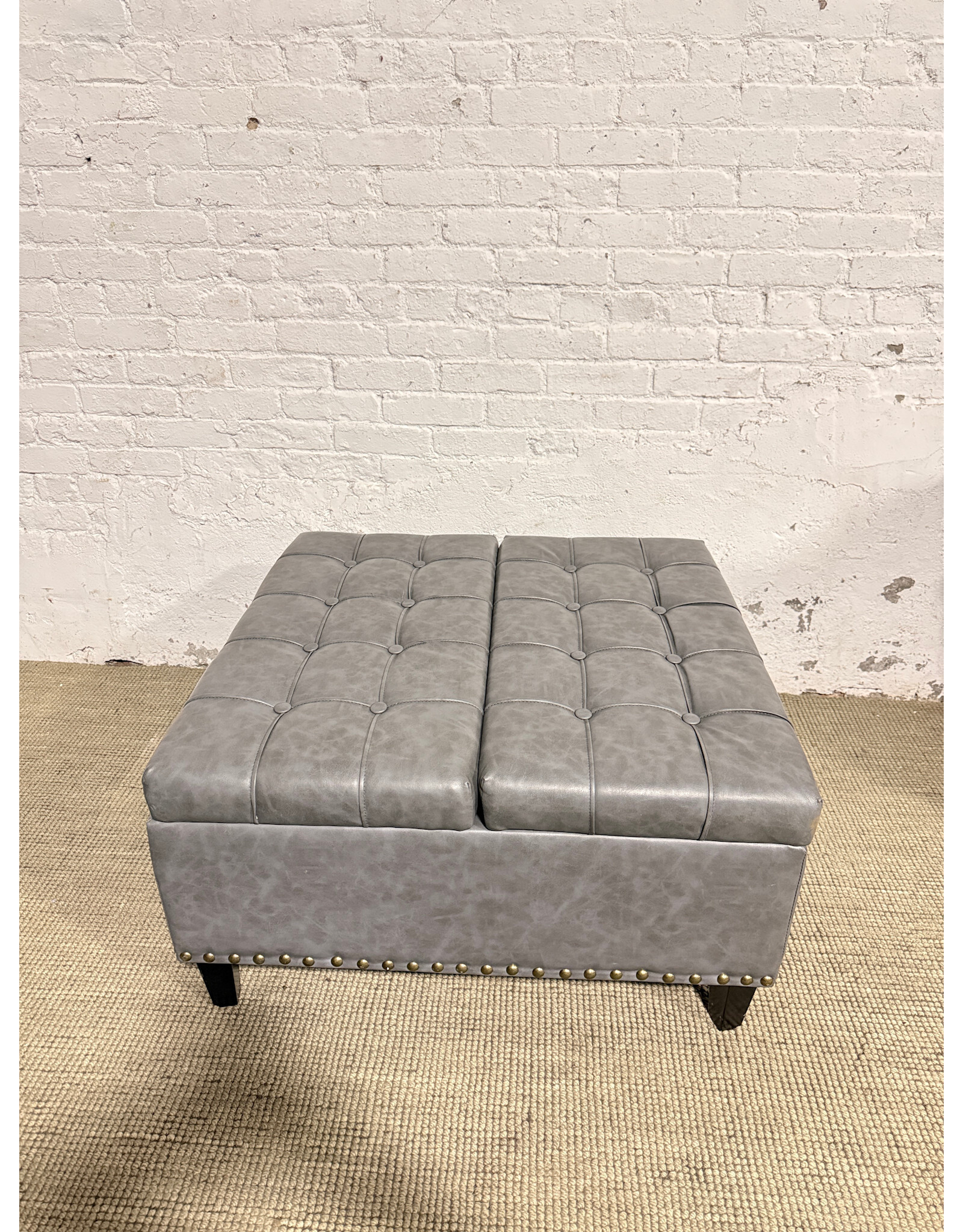 Modern Faux Leather Lift Top Storage Coffee Table Ottoman