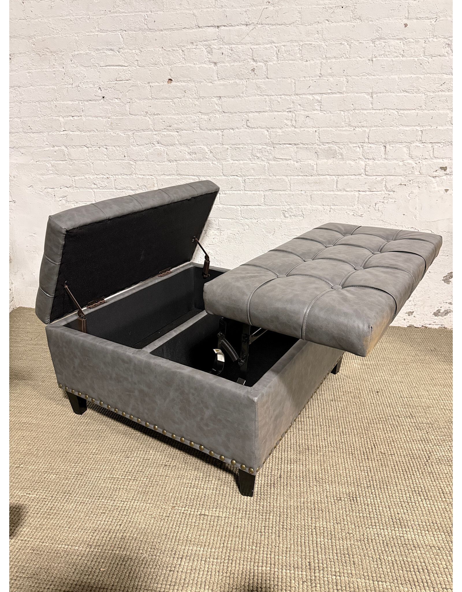 Modern Faux Leather Lift Top Storage Coffee Table Ottoman