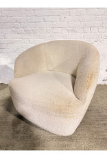 Gwyneth Ivory Boucle Swivel Lounge Chair, CB2
