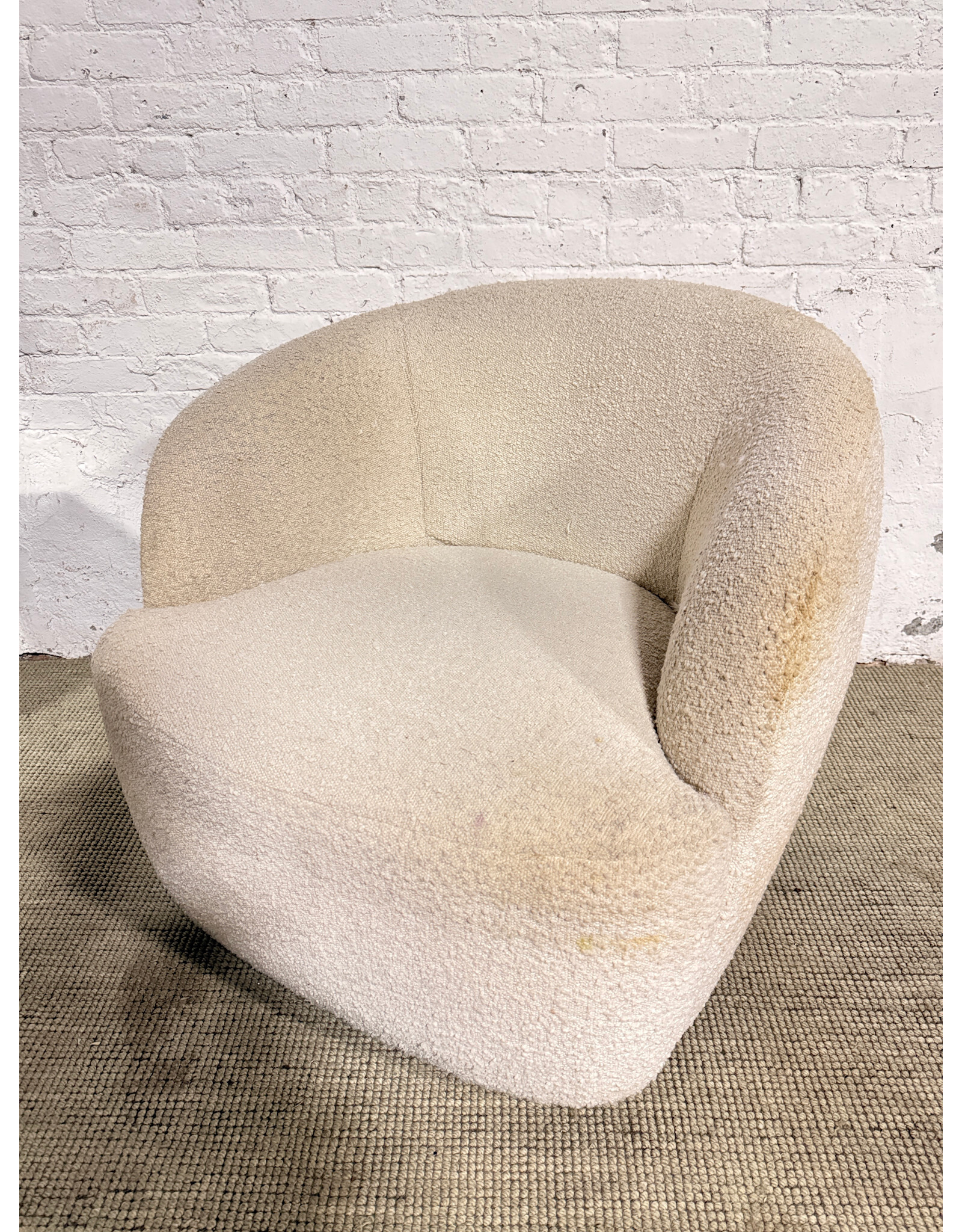 Gwyneth Ivory Boucle Swivel Lounge Chair, CB2