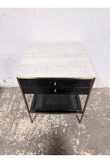 CB2 Connoisseur Black Oak Marble Nightstand