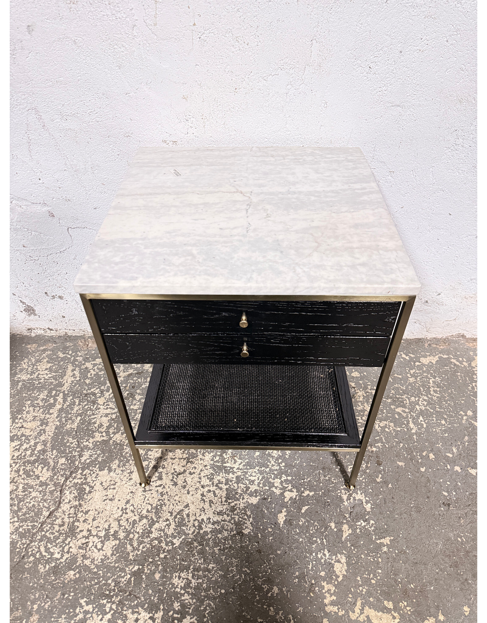 CB2 Connoisseur Black Oak Marble Nightstand