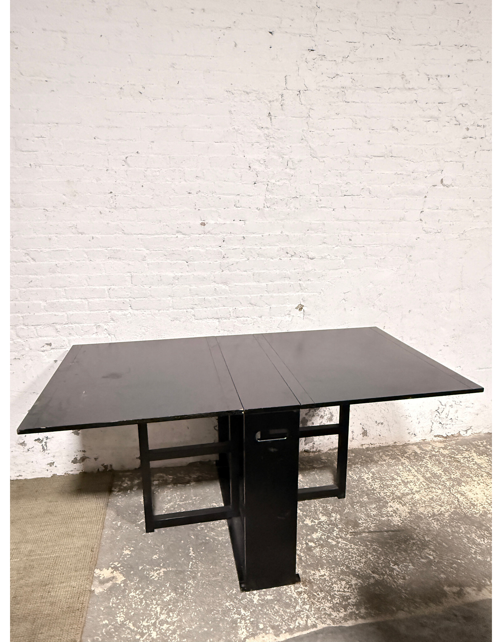 Crate & Barrel Span Wood Gateleg Black Wood Extendable Dining Table