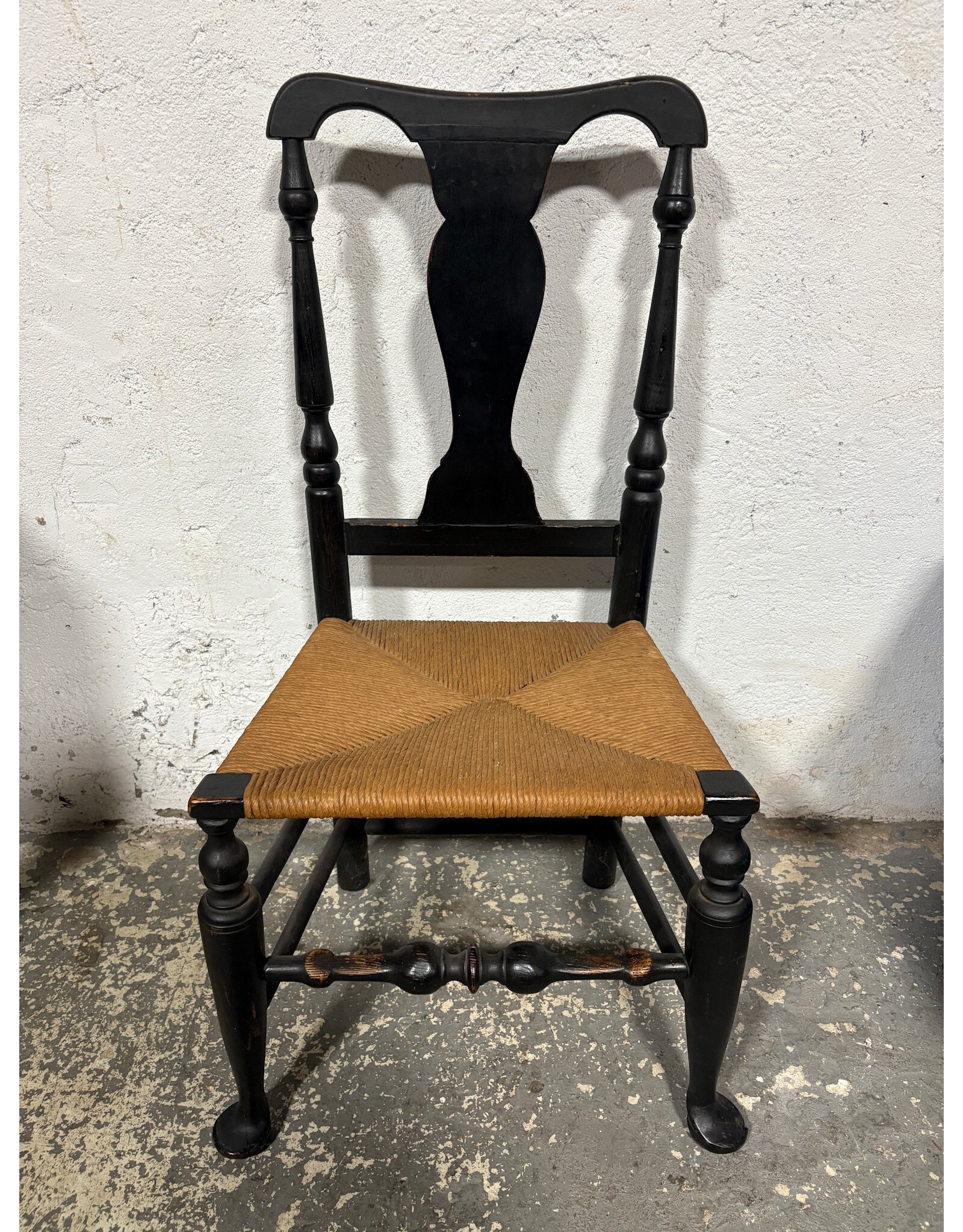 Antique Wooden and Woven Side Chair