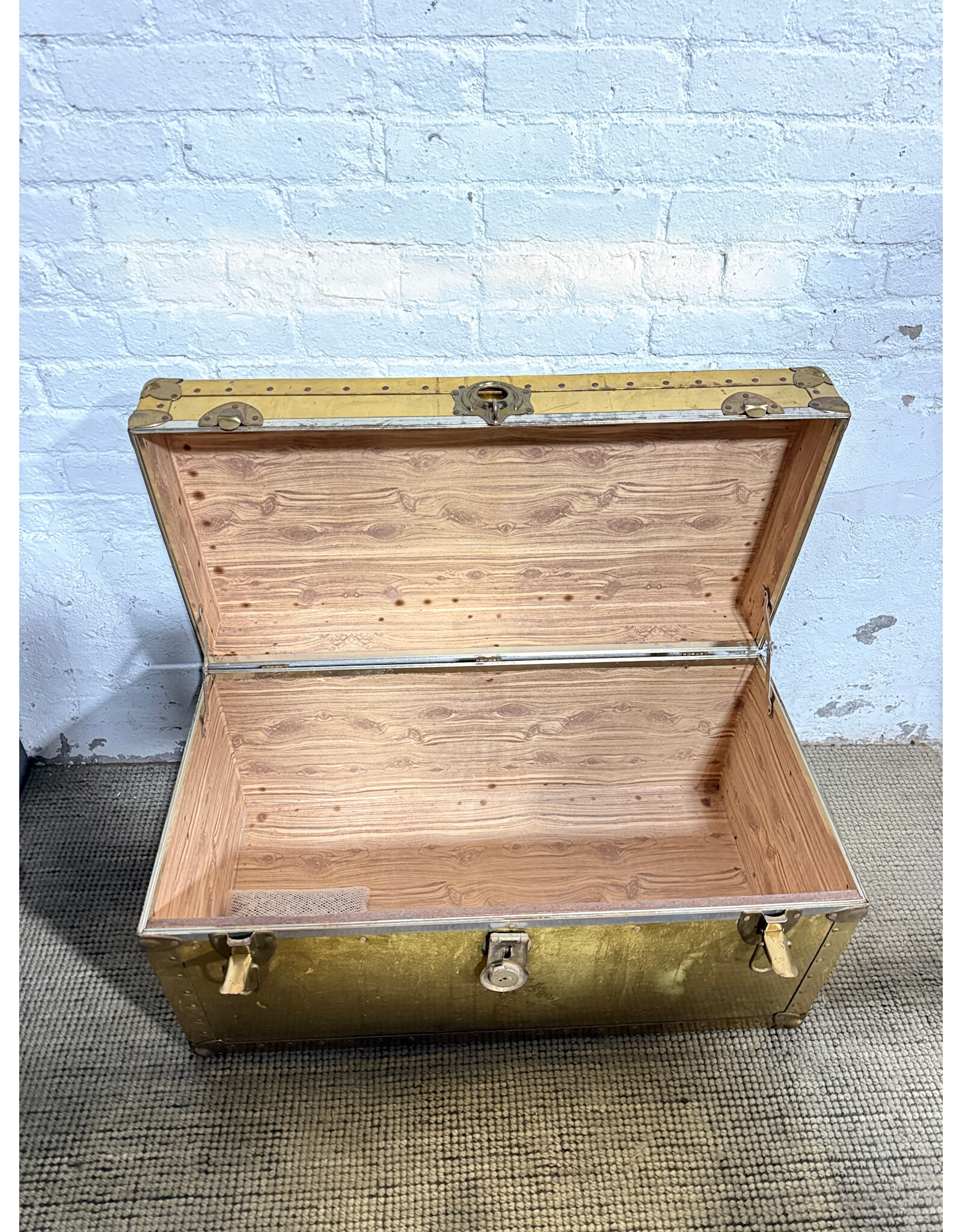 Vintage Style Steel Steamer Trunk