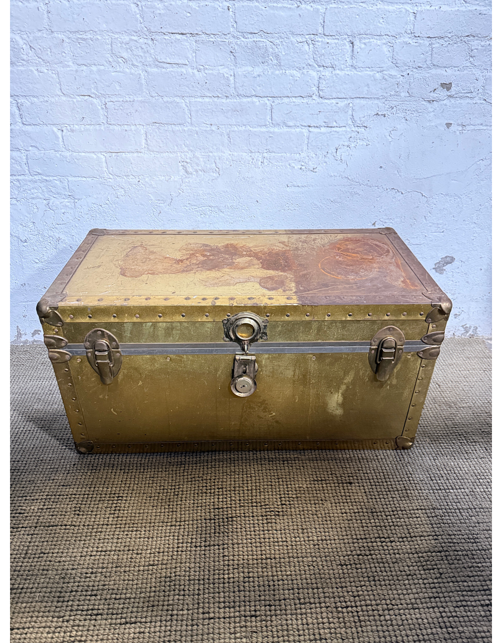 Vintage Style Steel Steamer Trunk