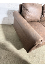 Mid-Century Modern Style Dark Chocolate Brown Faux Leather Sofa