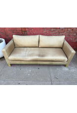 Crate & Barrel Pacific Wood Base Leather Sofa