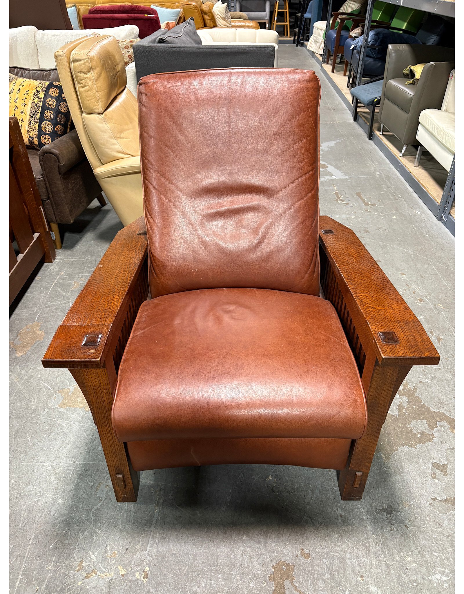 Stickley Arts and Crafts Style Armchair with Leather Cushions