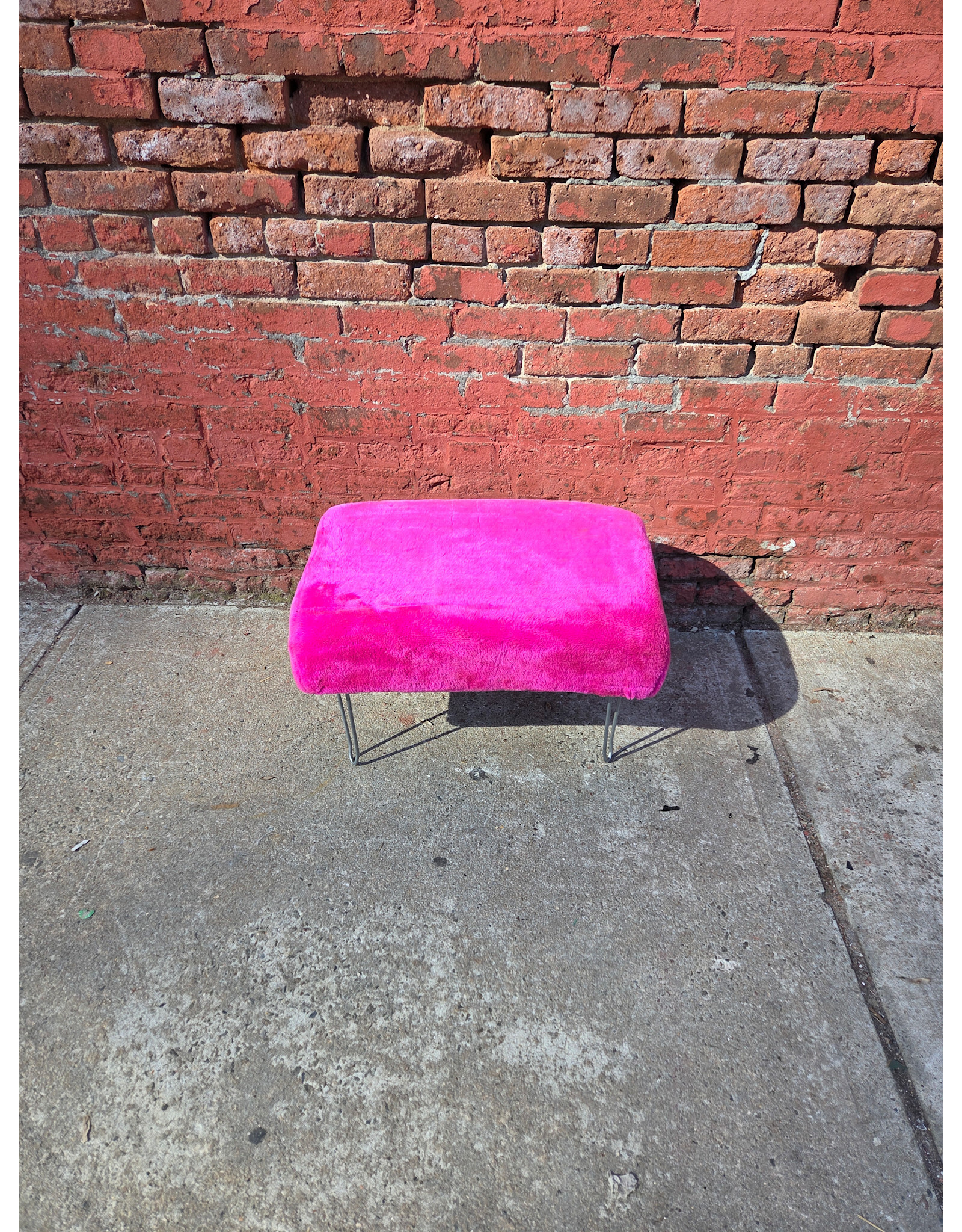 Hot Pink Faux Fur Ottoman