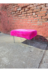 Hot Pink Faux Fur Ottoman