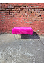 Hot Pink Faux Fur Ottoman