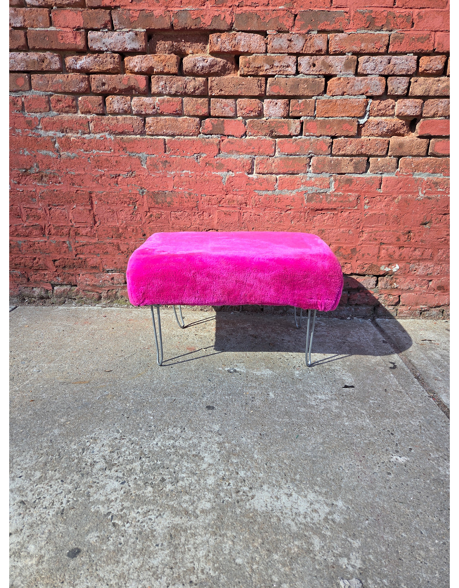 Hot Pink Faux Fur Ottoman