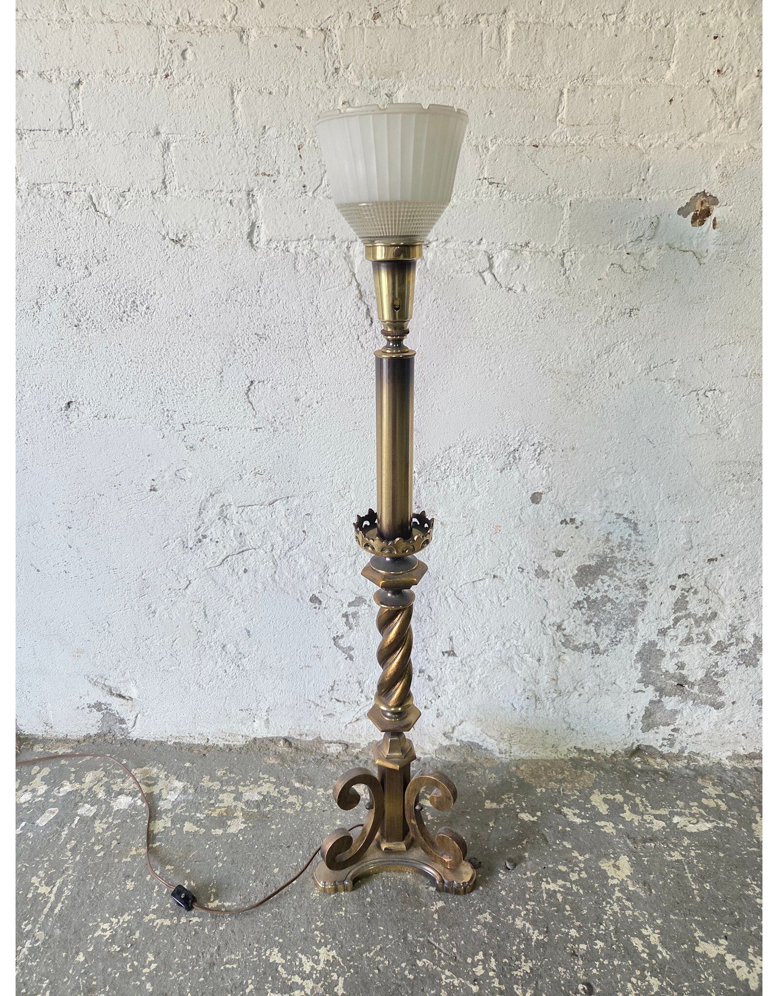 Vintage Brass Torchiere Table Lamp