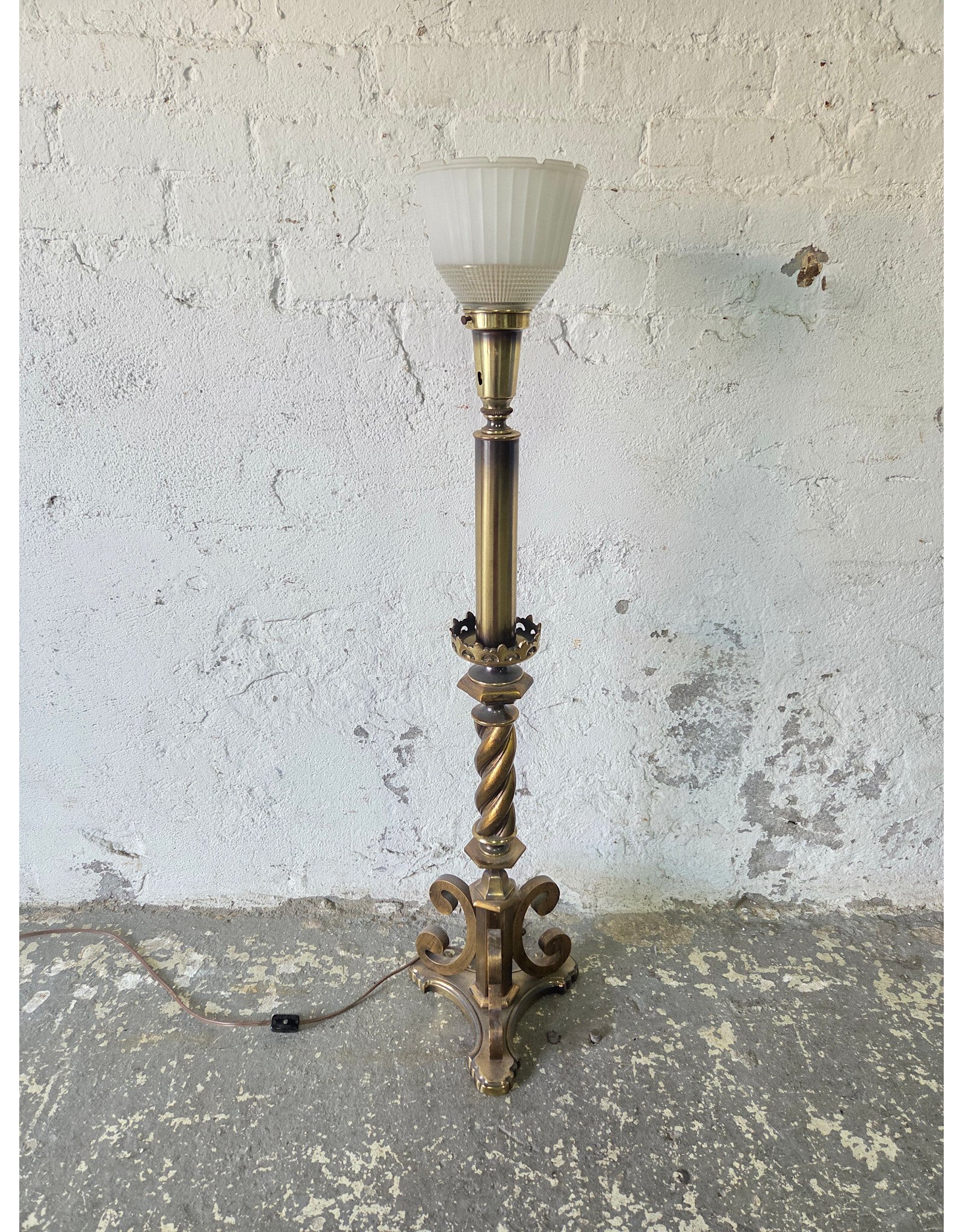 Vintage Brass Torchiere Table Lamp