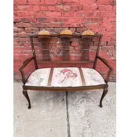 Mahogany Italian Wooden Two-Seater Wheat Sheaf Settee